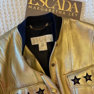 Authentic Escada gold leather bomber jacket
